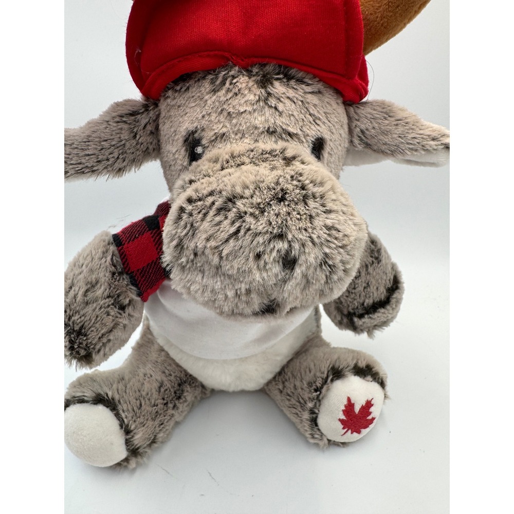 Canada Souvenir Moose Plush Grey Stuffed Animal Red Canada Hat Buffalo